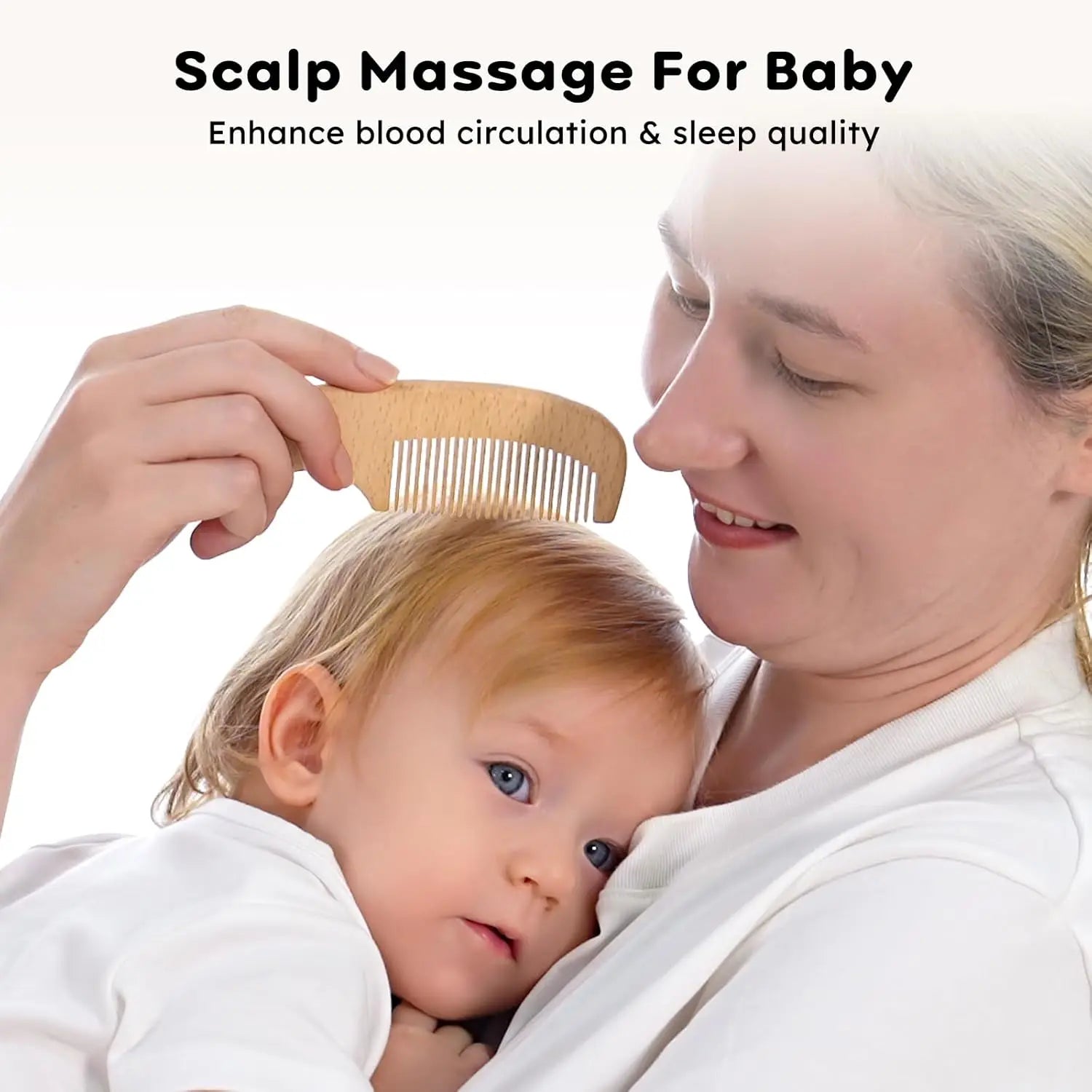 4pcs Baby Brushes Comb Set Wooden Natural Ultra Soft Goat Baby Hair Massage Brush for Newborn Hair Combs Set for Boy Girl