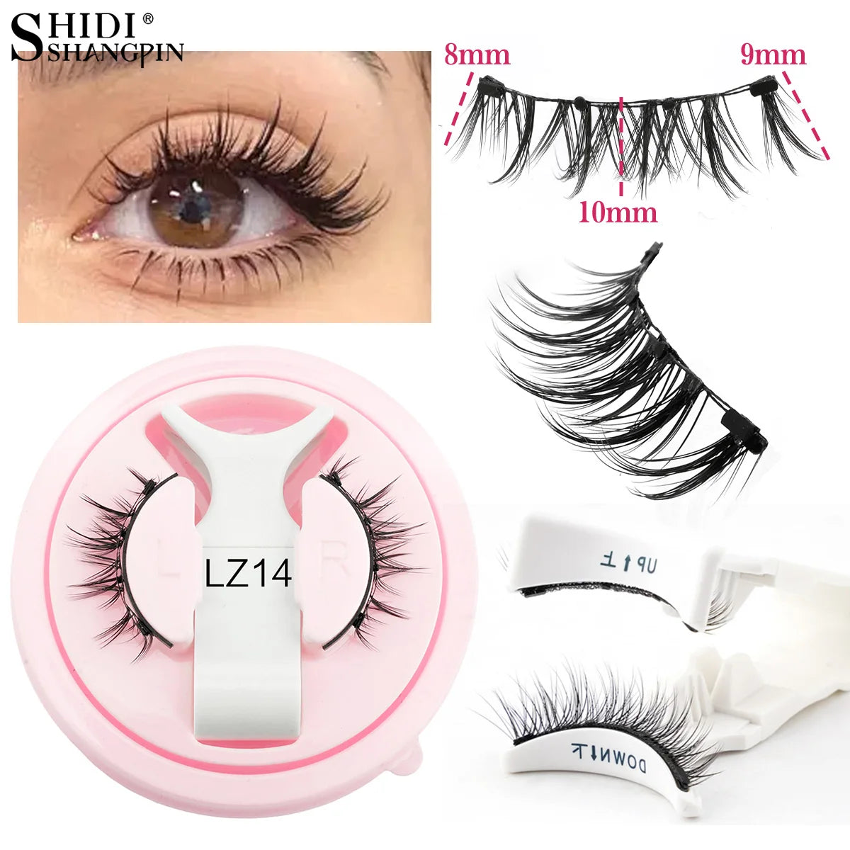 Reusable Magnetic Eyelashes 1 Pair Natural Curly Fluffy Magnetic False Eyelashes No Glue Needed Lashes Makeup with Tweezer Set