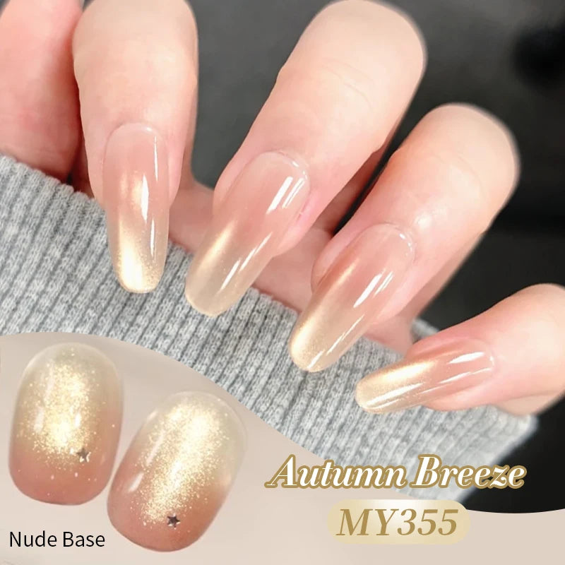 BORN PRETTY 10ml Autumn Gold Pink Glitter Cat Magnetic Gel Nail Polish Jelly Pink Semi Permanent Soak Off UV LED Varnish