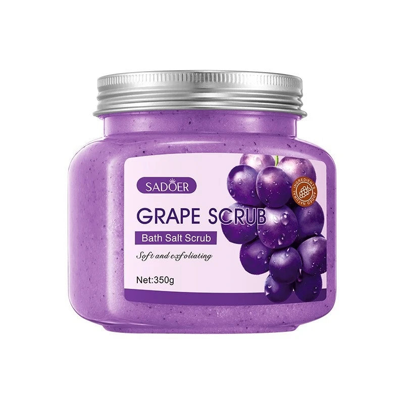 Grape Bath Salt Scrub 350g, Exfoliating, Moisturizing, and Smoothing, Facial and Body Scrub, Hypoallergenic, Physical Exfoliation, Can Be Used on Legs, Knees, Feet, Arms, Hands, and the Entire Body, a Great Gift for Family an