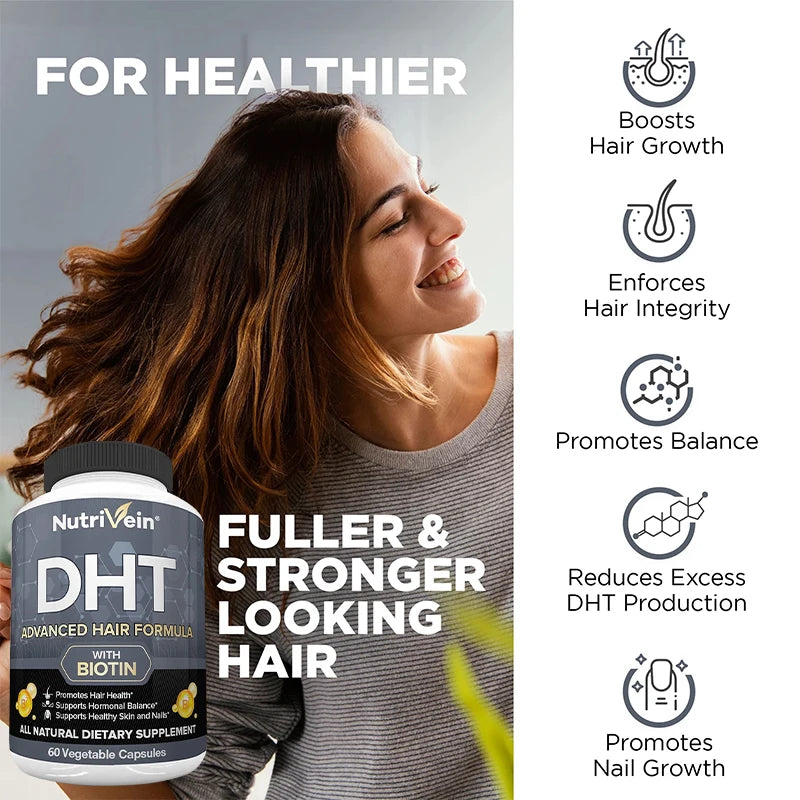Premium DHT Blocker for Men & Women - with Biotin - Hair Supplements for Men & Women of All Ages - for A Great Head of Hair