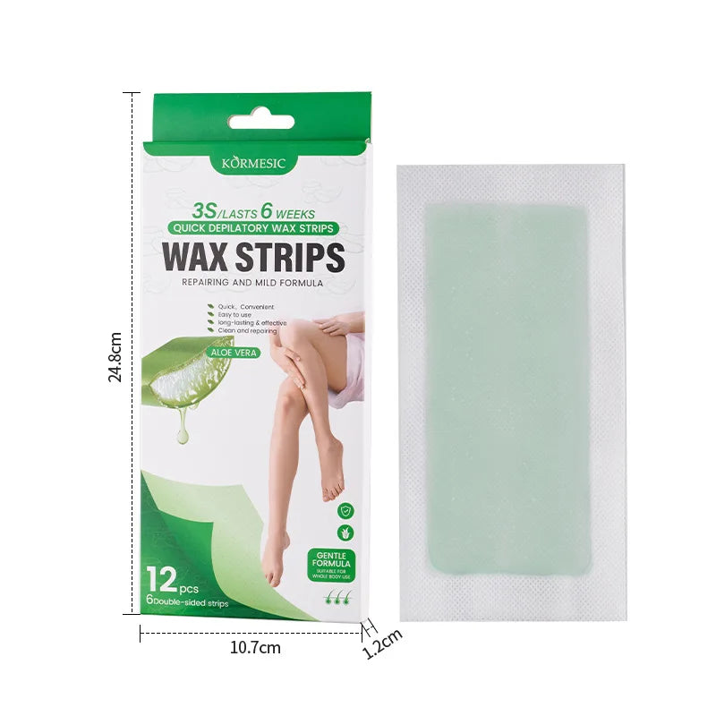 12 tablets/box Professional Hair Removal Wax Strips For Summer Depilation Double Sided Cold Wax Paper For Leg Body Useful