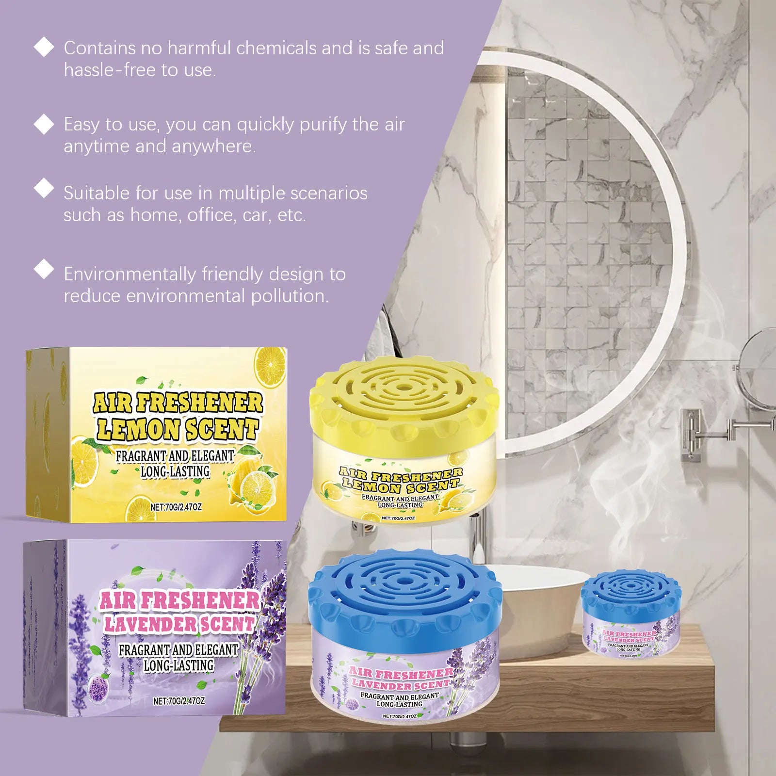 70g Home Room Air Freshener Deodorant Fragrance for Bedroom Wardrobe Auto Aromatherapy Gel Liquid for Bathroom Deodorization