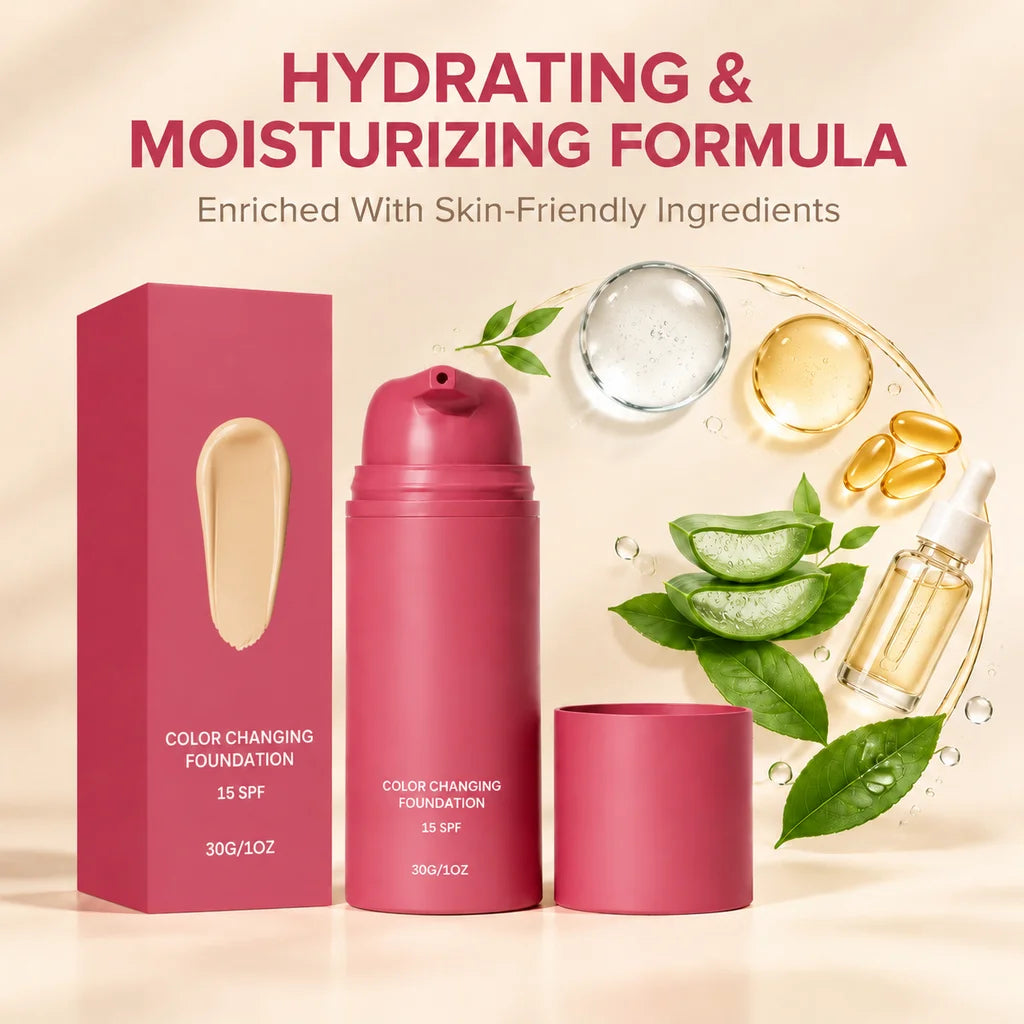 Color Changing Foundation Adaptive Skin Tone Lasting Lightweight Deep Hydrating Moisturizing Natural Finish Liquid Makeup Pre