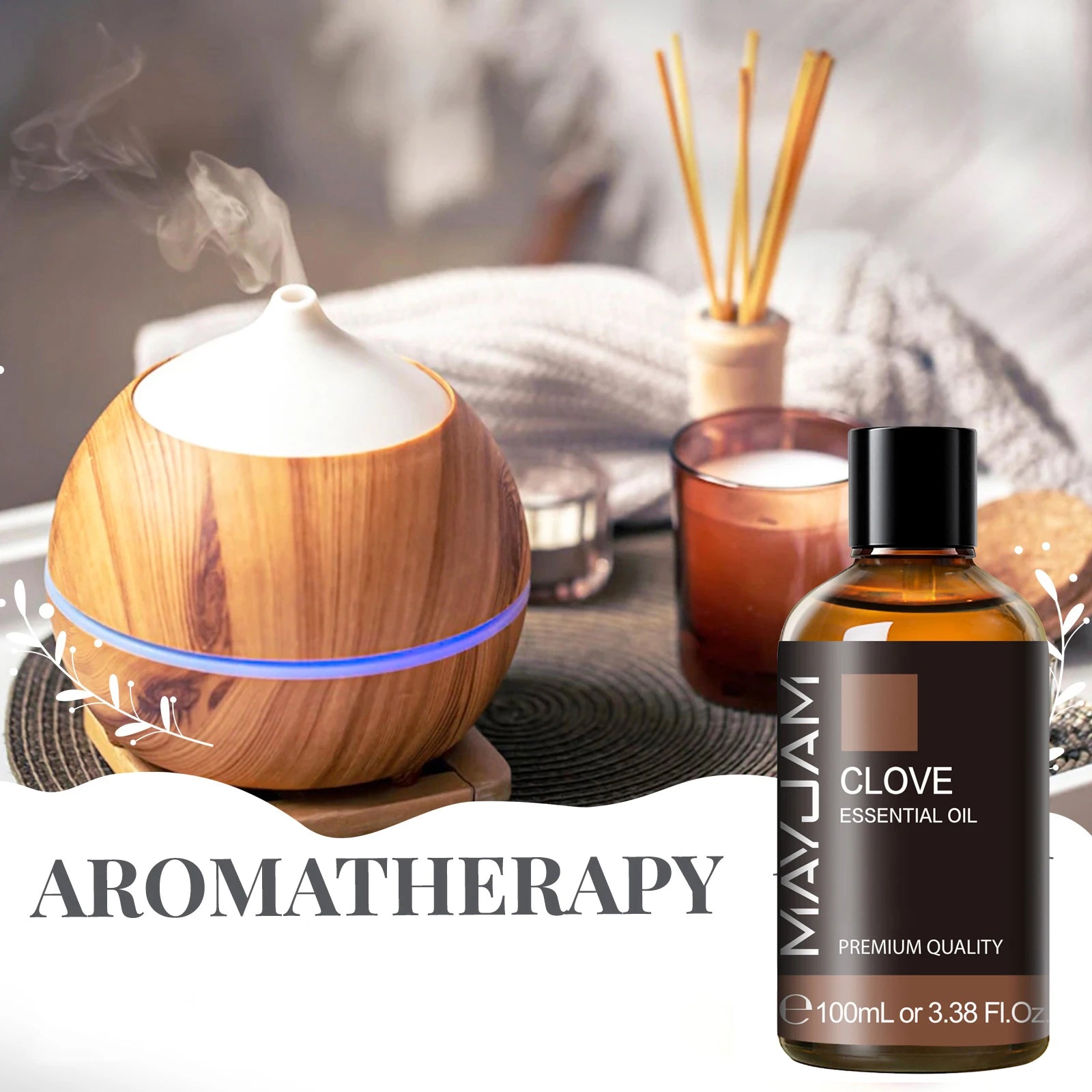 MAYJAM 1PCS 100ML Essential Oil with Dropper Sandalwood Lavender Eucalyptus Vanilla Aroma Oil For Humidifier Scent Candle Burner