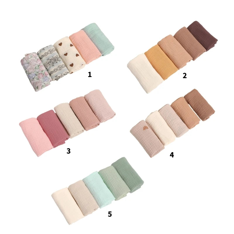 5Pcs Baby Wipes Cloths Handkerchief Square Drool Bibs Washcloths Nursing Towel Baby Wipe Breathable Face Towel for Baby 425F