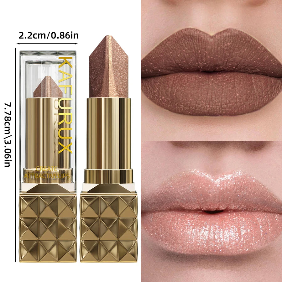 4 Color Glitter Two Tone Lipstick Matte Pearlescent Lip Tint,Shiny Metallic Lip Senior Lip Korean Makeup Gifts Lip Gloss Lip Oil