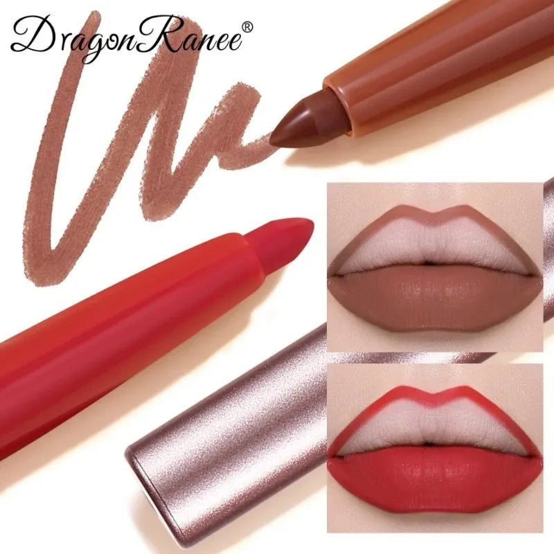 12 Colors Lip Liner Lipstick Pen Long-Lasting Waterproof Sweatproof Lip Contouring Pen Matte Velvet Non-fading Color Lips Makeup