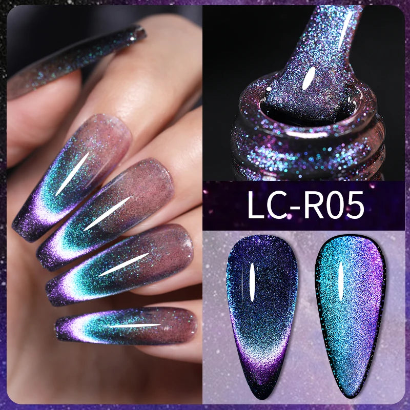 LILYCUTE 7ml 9D Black Crystal Cat Magnetic Gel Nail Polish Laser Silver Glitter Semi Permanent Manicure For Nail Art Gel Varnish