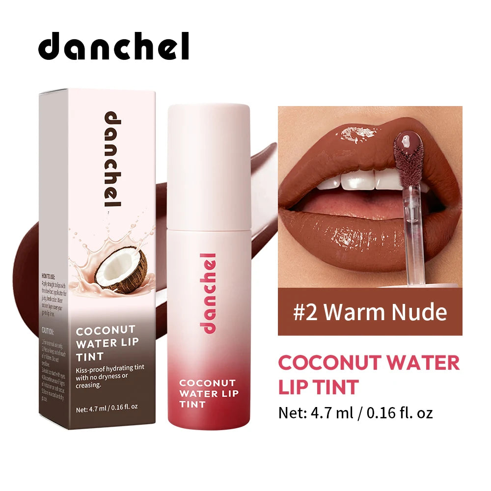 Coconut Water Lip Tint Long-lasting Hydration Flawless Full Color Glossy Finish Non-Sticky Waterproof Smudge-Resistant Lip Tint