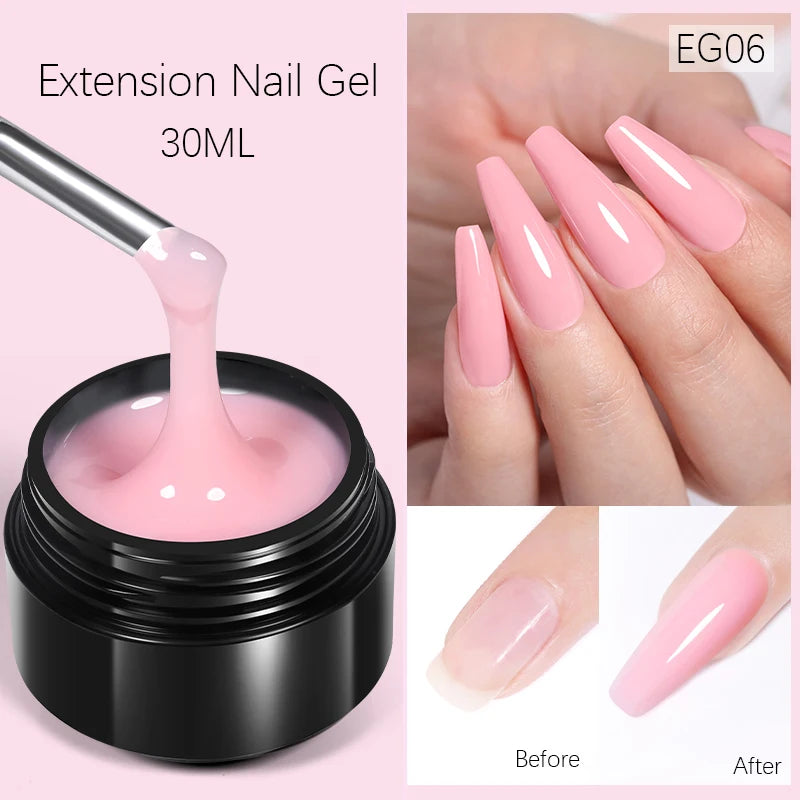 BORN PRETTY 30ml Nail Extension Gel Glitter Soak Off Nail Acrylic Crystal Building UV Gel for Nails Quick Extension Manicure