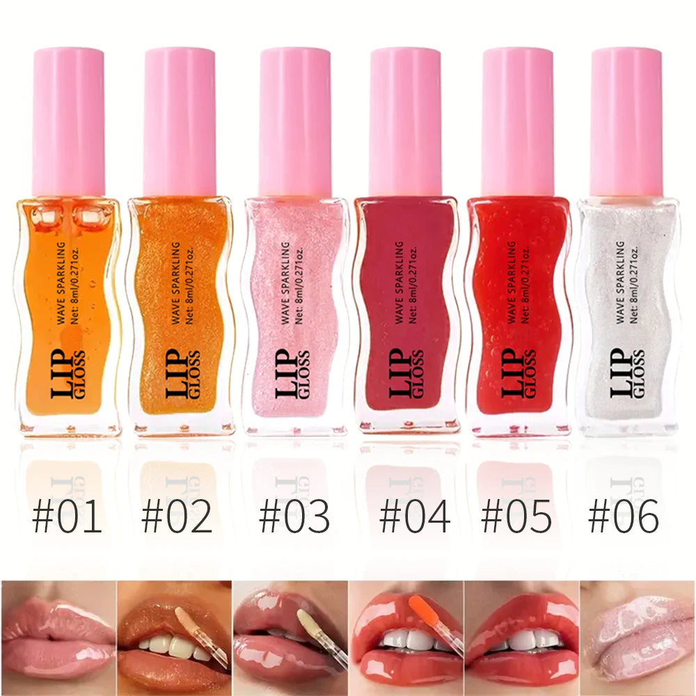 Wavy Bottle Lip Glaze,Shiny Glossy Finish with Moisturizing Plumping Formula,Easy Multi-Look and Waterproof Long Wear for Winter