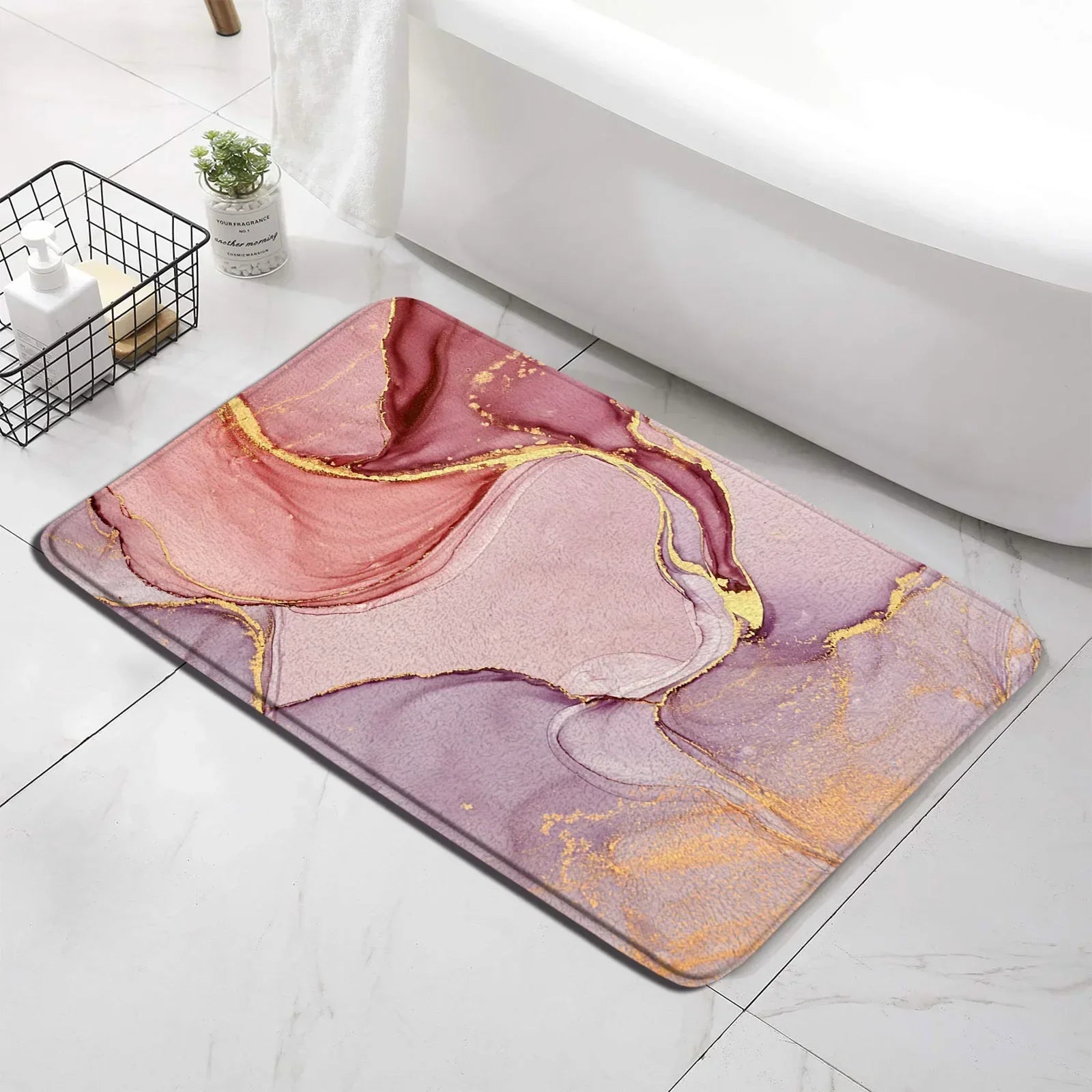 Abstract Turquoise Marble Bath Mat Set Modern Ink Art Textured Pattern Home Carpet Bathroom Decor Floor Rugs Toilet Lid Cover