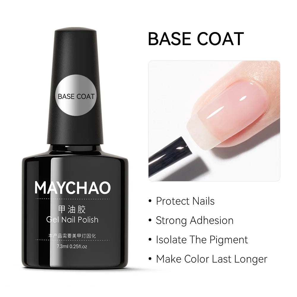 MAYCHAO Glitter Gel Nail Polish 7.3ml Semi-permanent Sequins Shiny Gel Base Top Coat Soak Off UV LED Varnish Nail Art Decoration