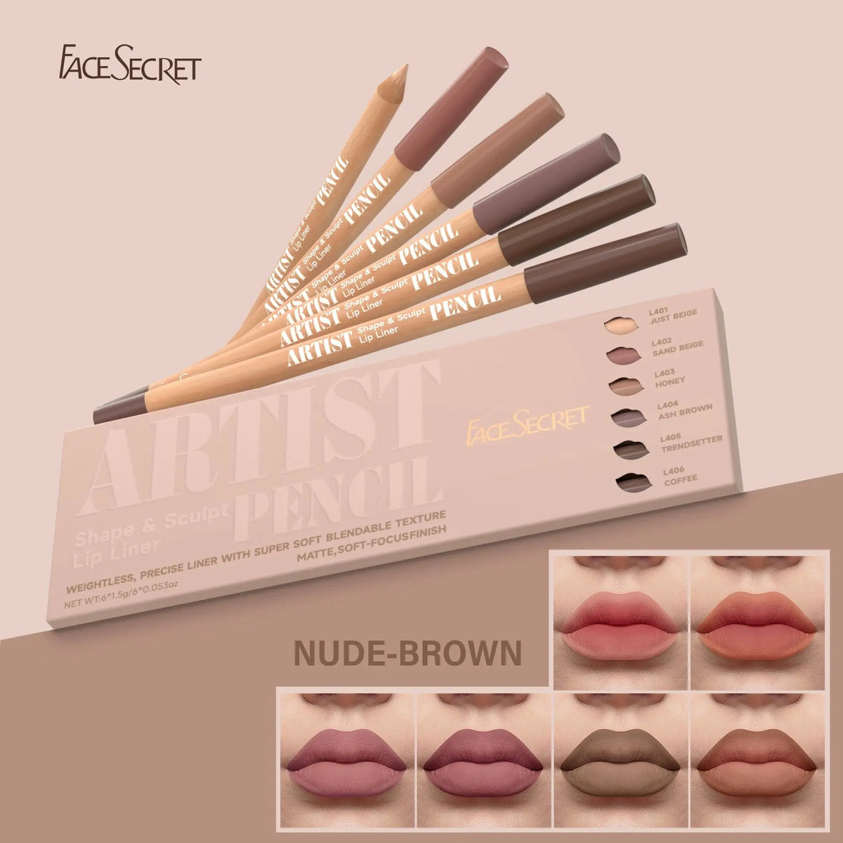 18 Color Face Secret Artist Shape Sculpt Lip Liner Pencil  Weightless Precise Liner with Super Soft Blendable Texture Matte Soft