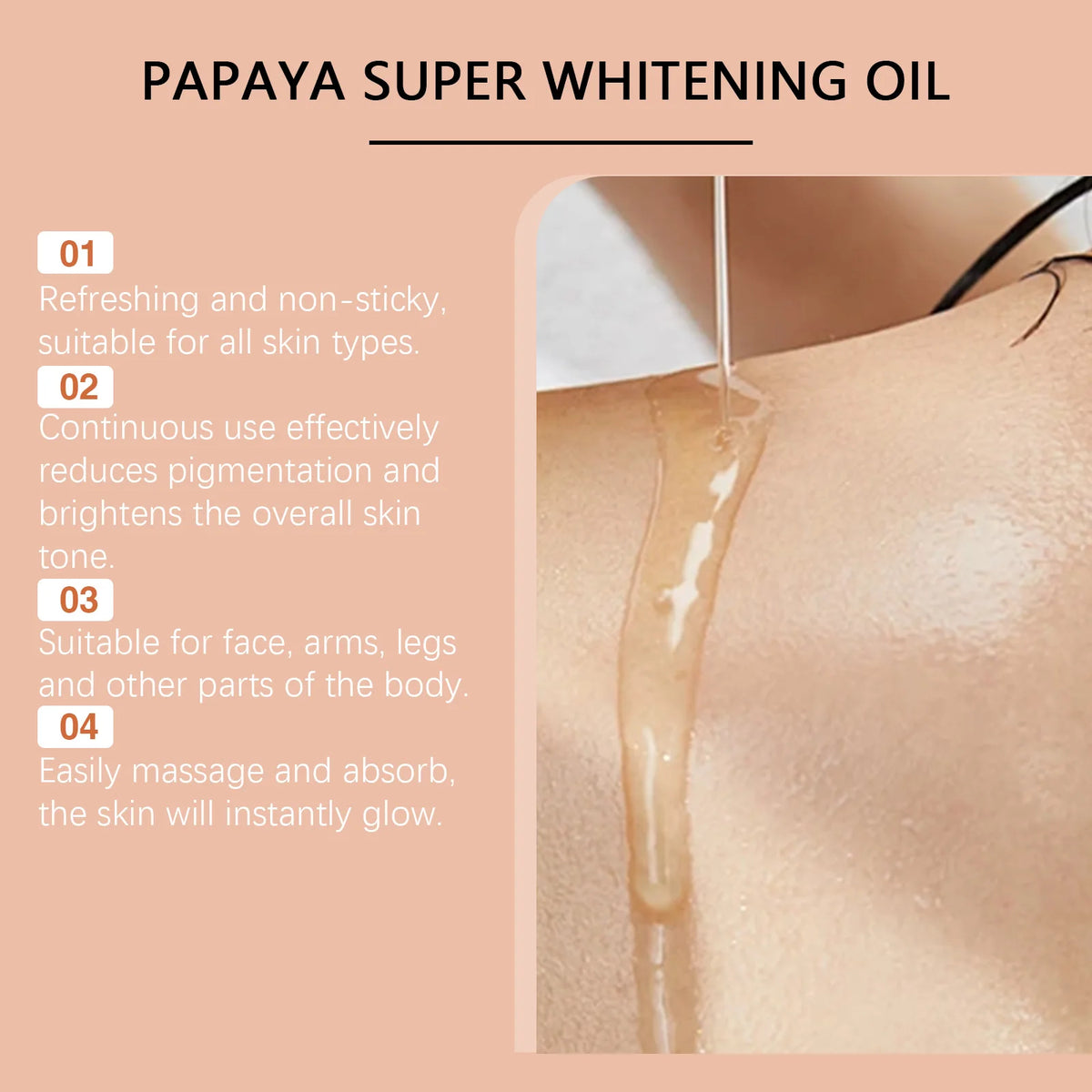 Papaya Whitening Body Oil Nourishing Brightening Skin Care Relaxing Muscle Smoothing Moisturizing Body Massage Skin Papaya Oil