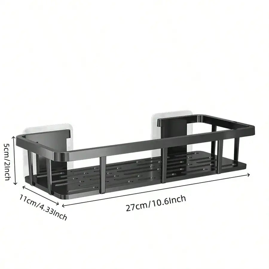1/2pcs Drill-Free Wall Mounted Bathroom Storage Shelf Bathroom Shelf No Drill Wall Mounted Shampoo Bottle Shower Corner Rack Toilet Storage Rack Aluminum Bathroom Kitchen Accessories