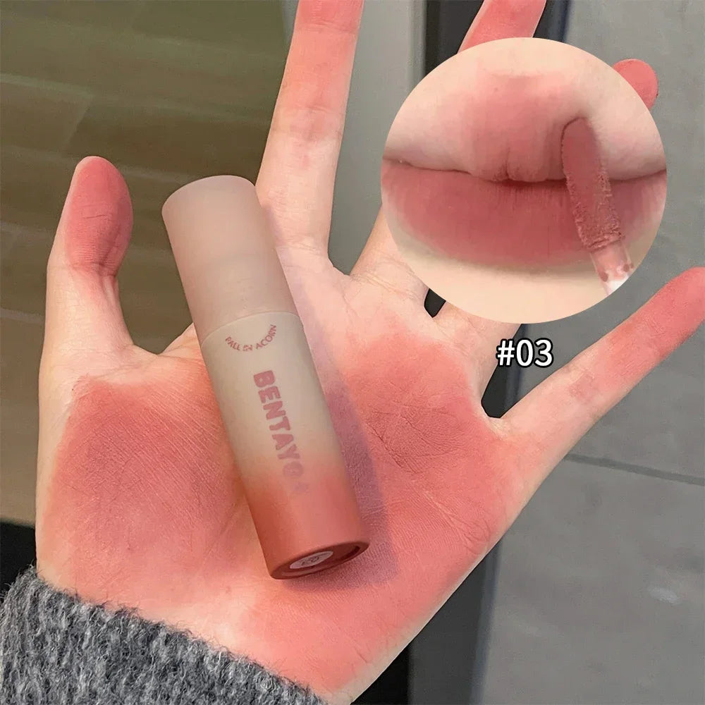 Matte Nude Red Lip Gloss 6Colors Long Lasting Velvet Red Brown Non-stick Cup Lip Mud Pink Liquid Lipstick Korean Makeup Cosmetic
