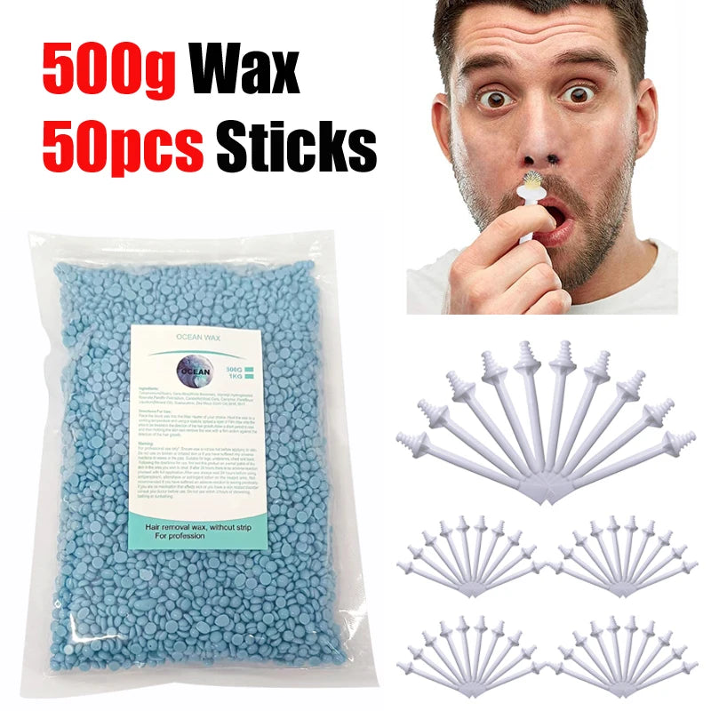 Nose Wax Kit | There are Wax and Applicators | Hair Removal Kit for Men and Women Painless Removal of Nose Hair Cleaning