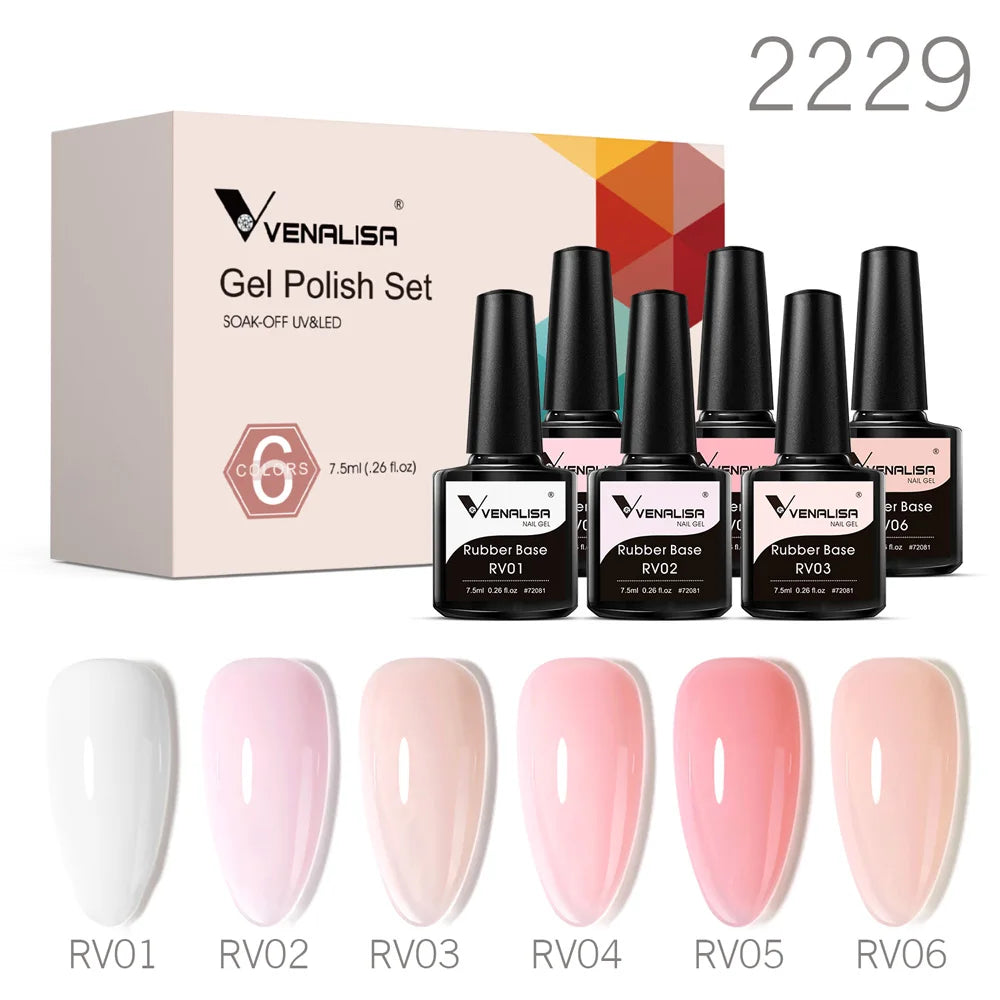 6pcs Venalisa Construction Gel Kit Stronger Jelly Color Reinforce Natural Nail Varnish Rubber Base Color Series Nude Collection