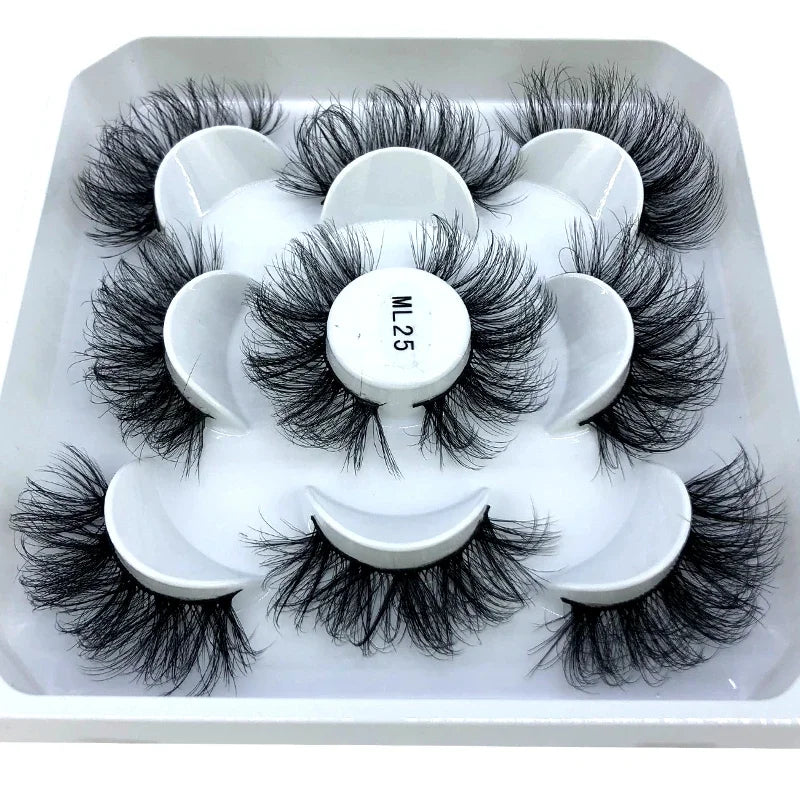 New 5 pairs of handmade mink eyelashes fake eyelashes natural nude makeup simulated cross messy eyes 3D curly eyelashes