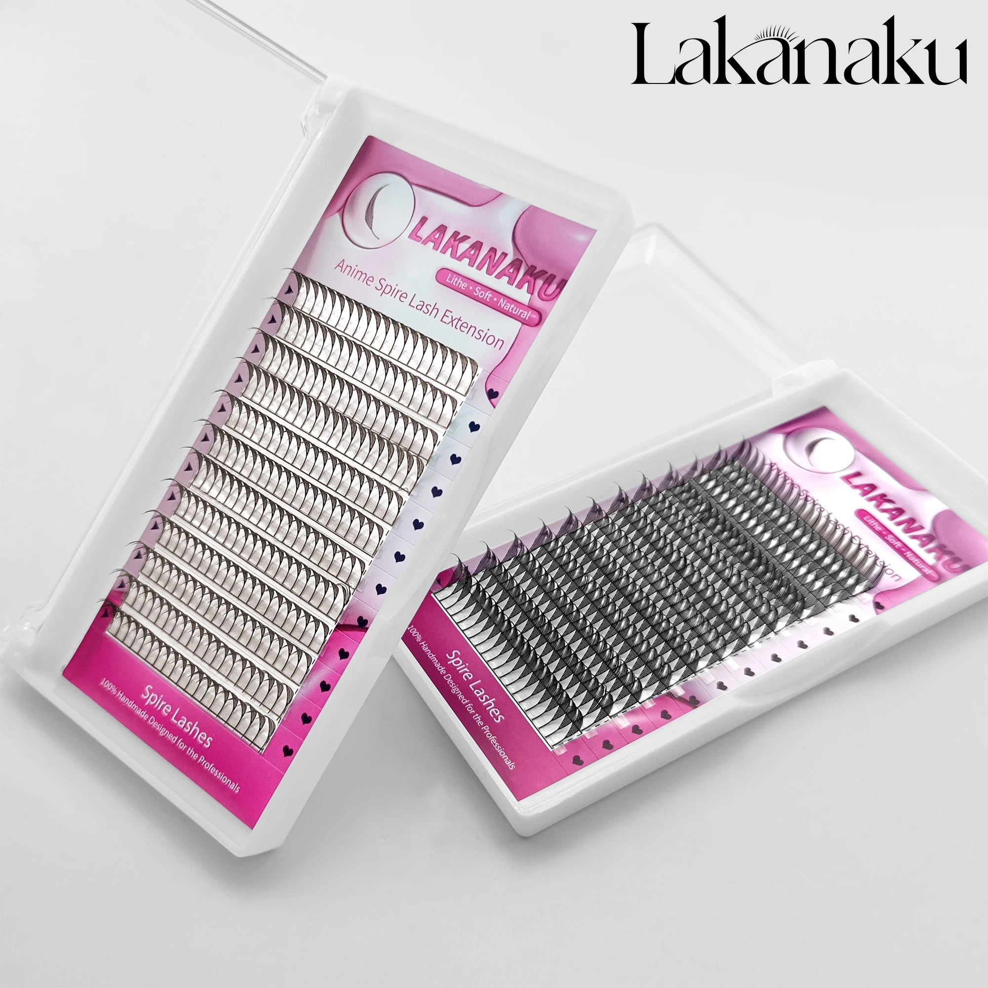 LAKANAKU Brown Anime Comic Spire Eyelashes Extension Feather Shape 0.07mm Premade Anime Chunk Spikes Fan Lashes Wispy Eyelashes