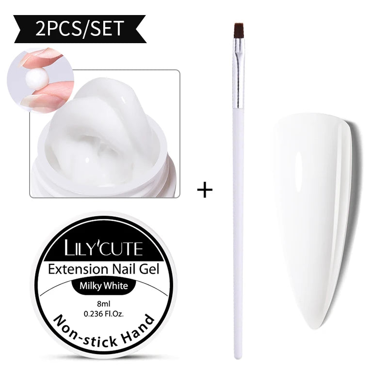 LILYCUTE 7ml Auroras Non Stick Hand Solid Extension Gel Nail Polish 3D Carving Flower Soak Off Nail Art Acrylic Hard Gel Varnish