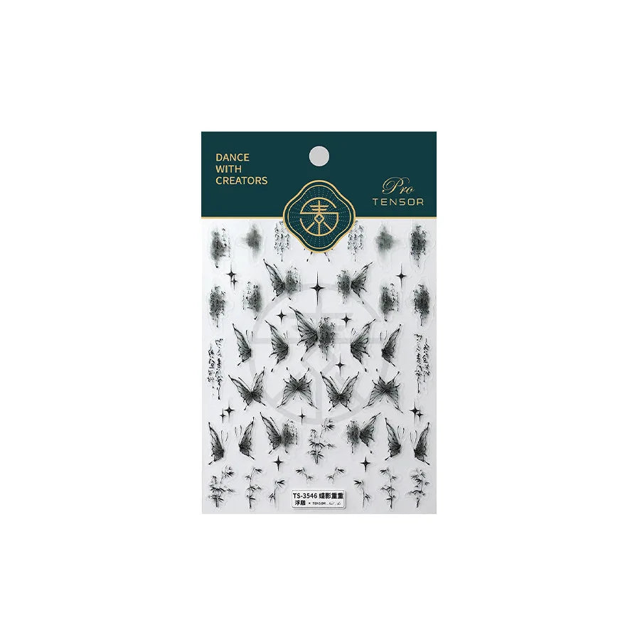 3D Embossed Butterfly Nail Art Stickers Decals Self-Adhesive Nail stickers 5D Black Butterfly Nail Supplies