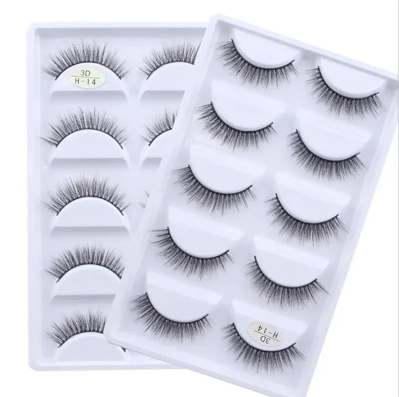 AMSNCN NEW 5Pair 100% Real 3D Mink Lashes Soft Natural False Eyelashes Makeup Long Eye Lashes Eyelash Extension CiliosH13mini
