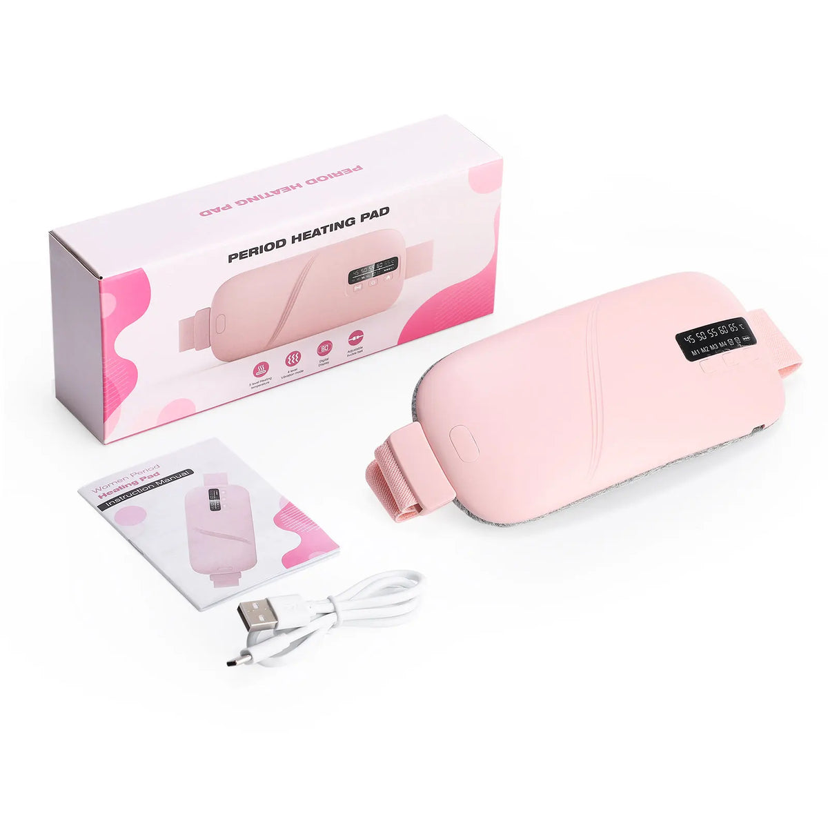 Women Period Heating Belt 4 Modes Menstrual Relief Heating Pad Vibration Massage Belt Reduce Dysmenorrhea Abdominal Warmer Belt