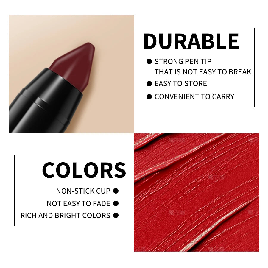 15-Color Velvet Matte Lipstick Pencil Waterproof  Red Brown Pink Long Lasting Lip Stick Korean Makeup Lip Tint Cosmetic Lipgloss