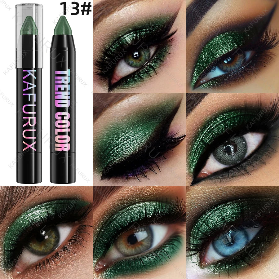 1PC Metallic Glitter Eyeshadow Pencil Waterproof Pearlescent Nude Eye Shadow Green Blue Brown Makeup Gift Eye Pen Cosemtic