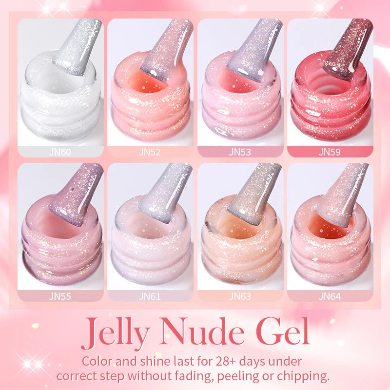 BORN PRETTY 10ml Glitter Pink Nude Jelly Nail Gel Polish Varnis Semi-permanent Sheer Translucent UV LED Soak Off Gel Polish