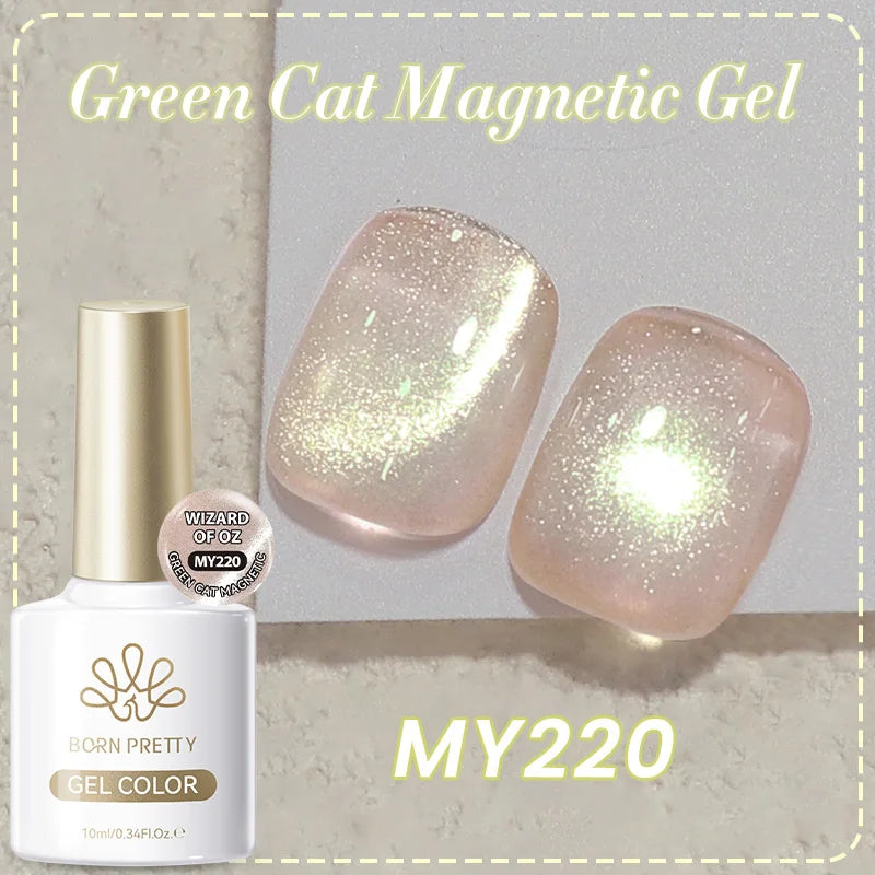 BORN PRETTY 10ml Autumn Gold Pink Glitter Cat Magnetic Gel Nail Polish Jelly Pink Semi Permanent Soak Off UV LED Varnish
