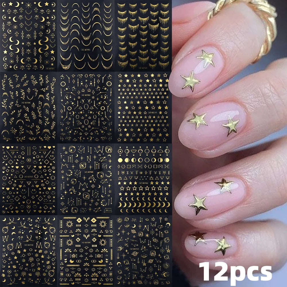 8/9/12/18Pcs New French Nail Stickers Guides DIY Nail Decors 3D Self-Adhesive White+Black Sliders Design Stencil DIY Manicure *&