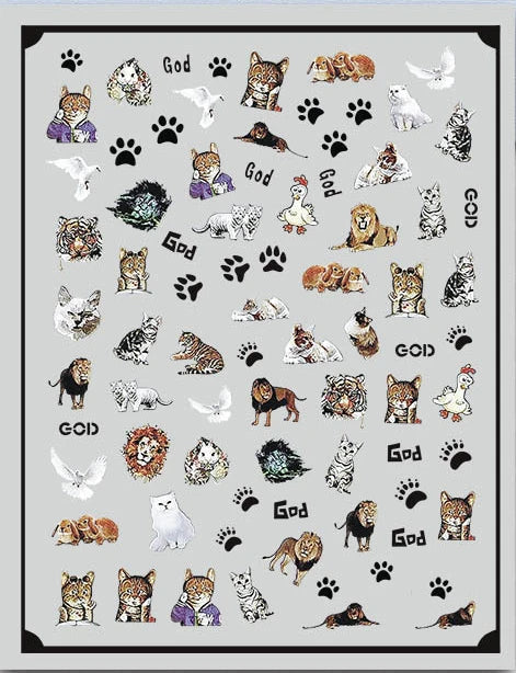Press on Nails Tiger Symbol Nails Decals Design Fierce Wild Animal Leopard Decoration Manicure Stickers Nails Accessories Tools