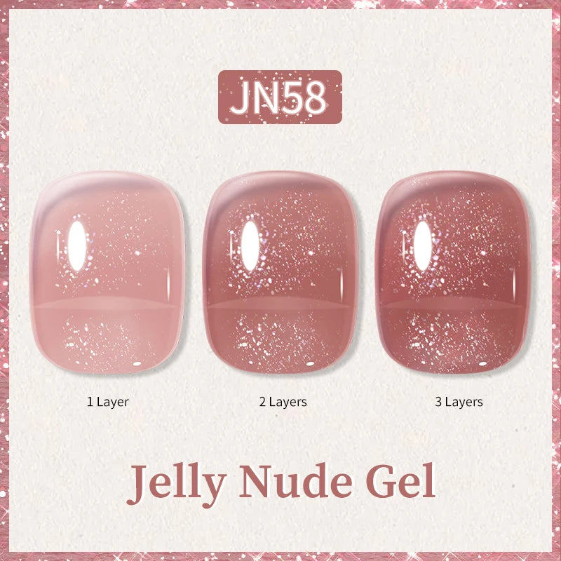 BORN PRETTY 10ml Glitter Pink Nude Jelly Nail Gel Polish Varnis Semi-permanent Sheer Translucent UV LED Soak Off Gel Polish