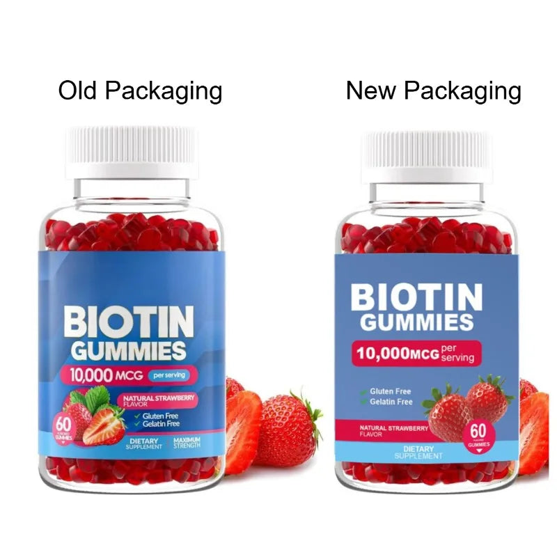 Biotin Gummies for Hair Growth, Skin & Nails Biotin Vitamins for Women Men Great Tasting Strawberry Flavor Gummies