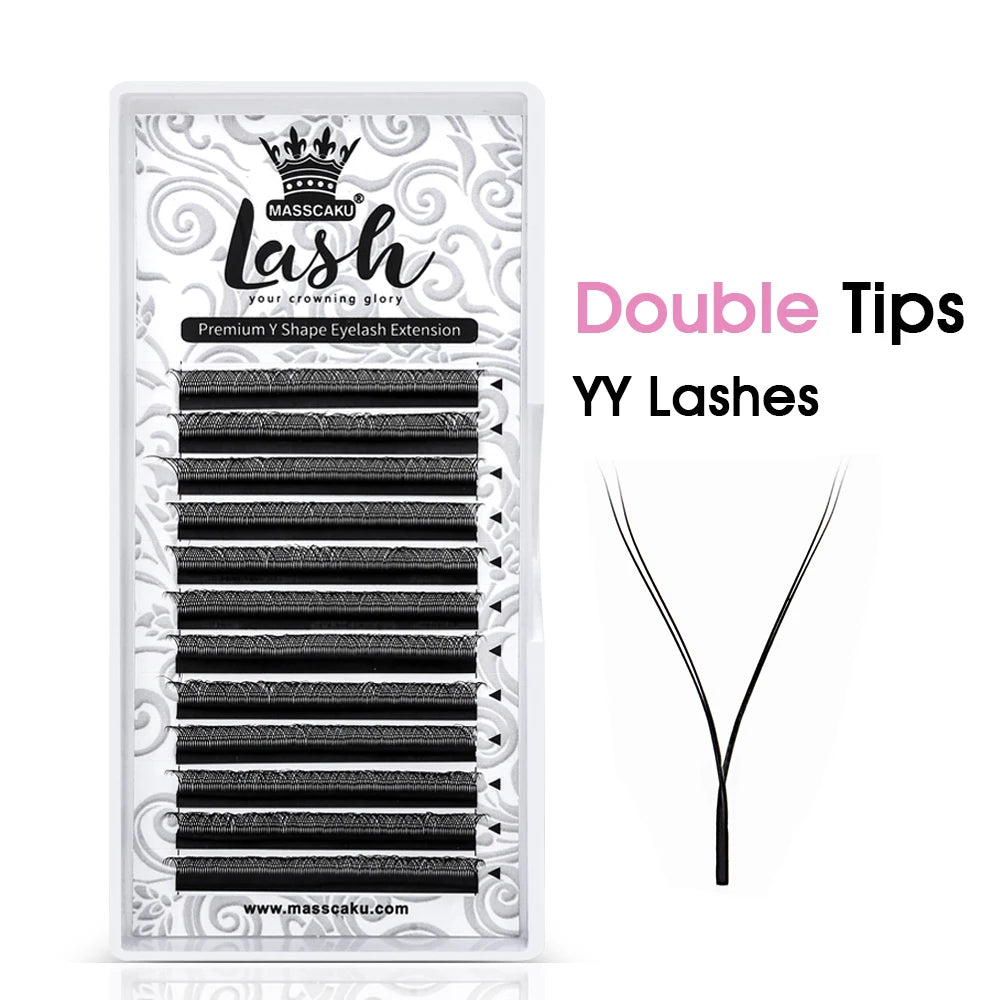 Hot Selling Masscaku 3D Effect Y Style Eyelashes Natural Soft Split Tips Premade Volume Lashes Premium Mink Lash Extensions