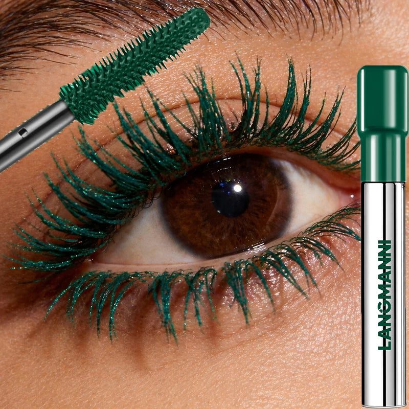 8 Colors Green Mascara Thick Curling Waterproof Natural Eyelashes Long Lasting Blue White Pink Black Eye Makeup Korean Cosmetics