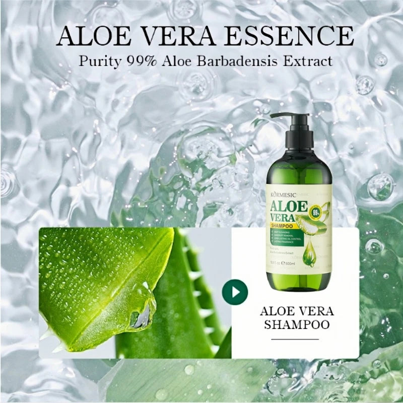 500ml Aloe Vera Shampoo, Rich in Aloe Vera Extract, with a Fresh Scent, Newly Upgraded Hypoallergenic Alcohol-Free Formula, Long-Lasting