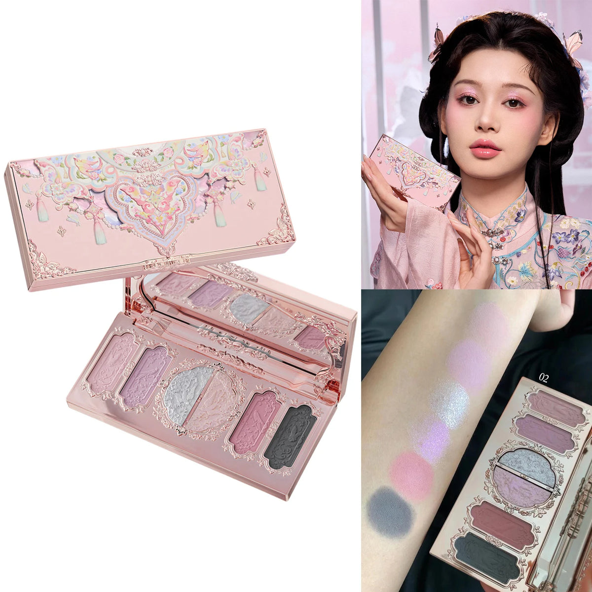 Flower Knows Butterfly Cloud Eyeshadow Palette 6 Colors Matte Shimmer Waterproof Highly Pigmented Makeup Palette