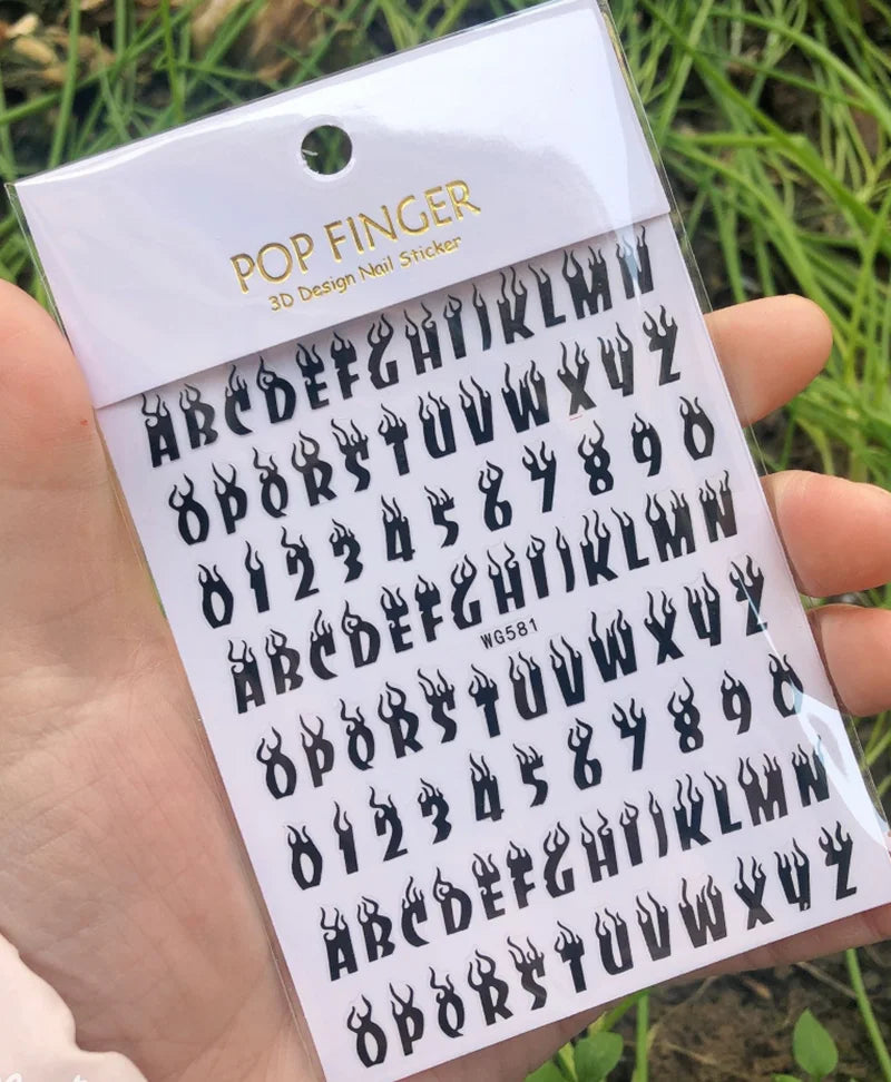 New Roman 26 English Alphabet Number 3D Self-adhesive Nail Art Decal Sticker Word Small Letter Nail Tattoos Decal Stickers