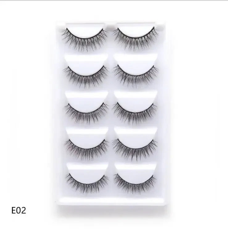 AMSNCN NEW 5Pair 100% Real 3D Mink Lashes Soft Natural False Eyelashes Makeup Long Eye Lashes Eyelash Extension CiliosH13mini