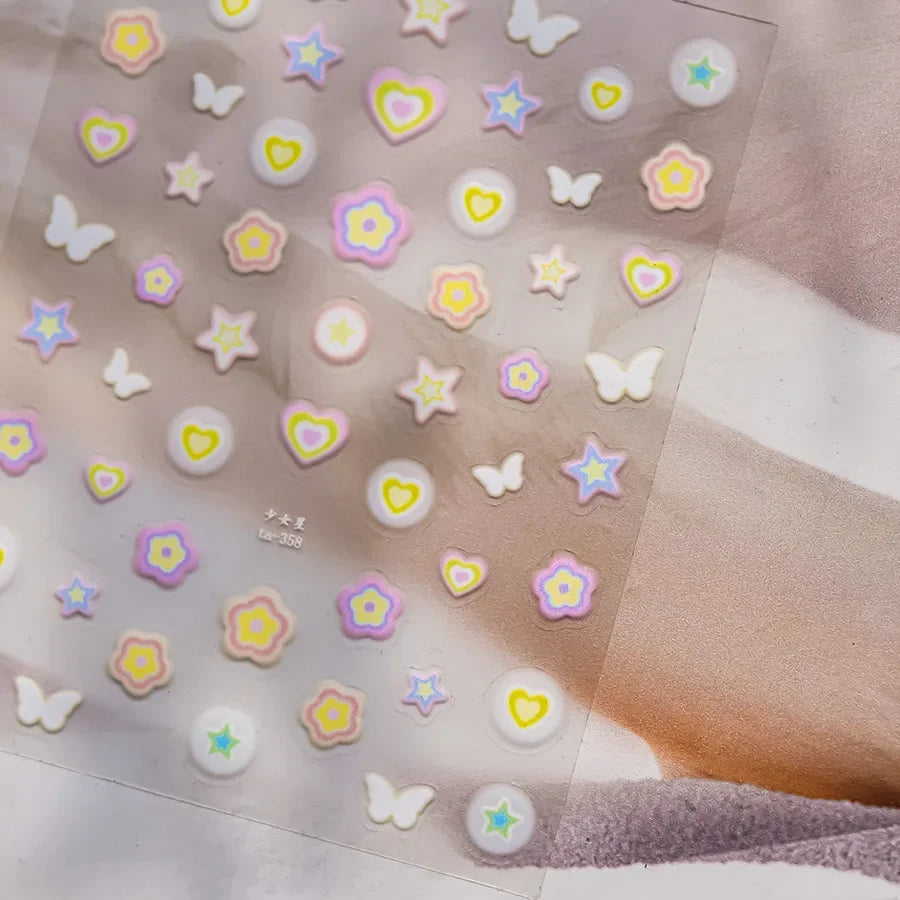 5D Jelly Flower Nail Stickers Delicate Petal Blossom Shiny Like Translucent Floral Self Adhesive Decoration Manicure Decal DIY