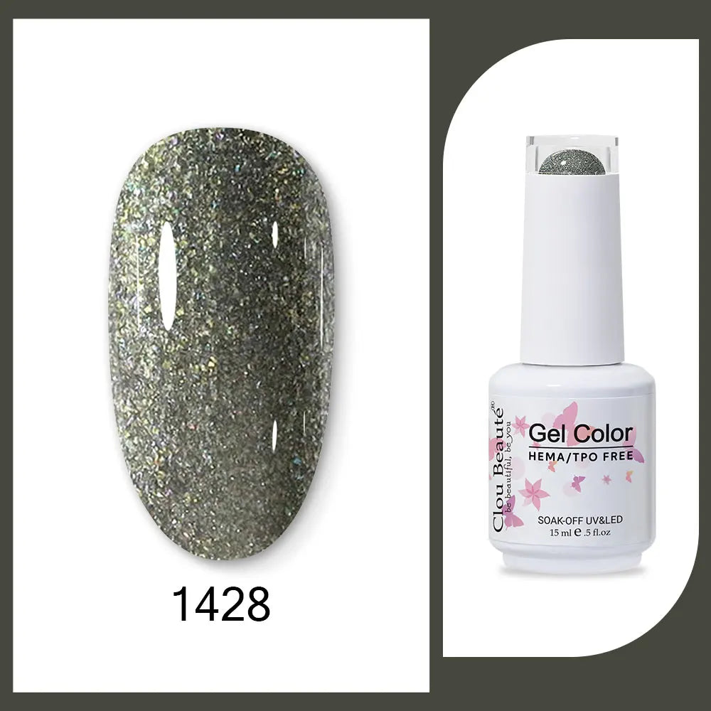 Clou Beaute 15ml Red Black White Green Neon Gel Nail Polish Base Top Coat Velvet Top 400 Colors Semi Permanent Gel Nail Varnish
