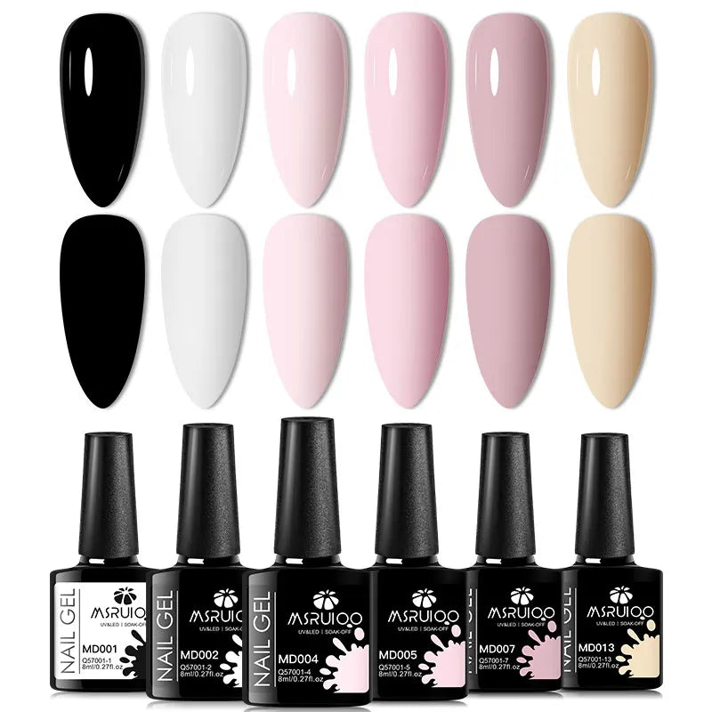 6pc All-Season Colors Gel Nail Polish Set UV LED Soak Off Nail Art Supplies Semi Permanent DIY Manicure Salon Nails Design