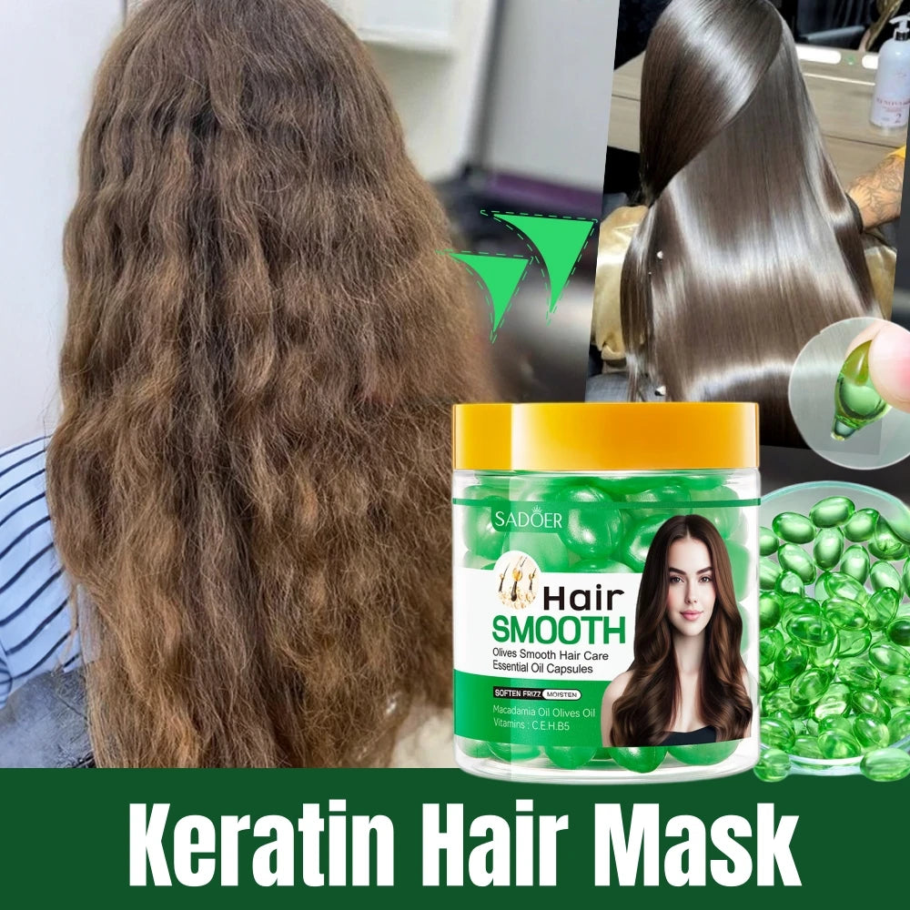 Keratin Hair Care Vitamin Capsule 5-Second Natural Restore Hair Soft Smooth Hair Mask Deep Moisturize Damage Hair Repair Product
