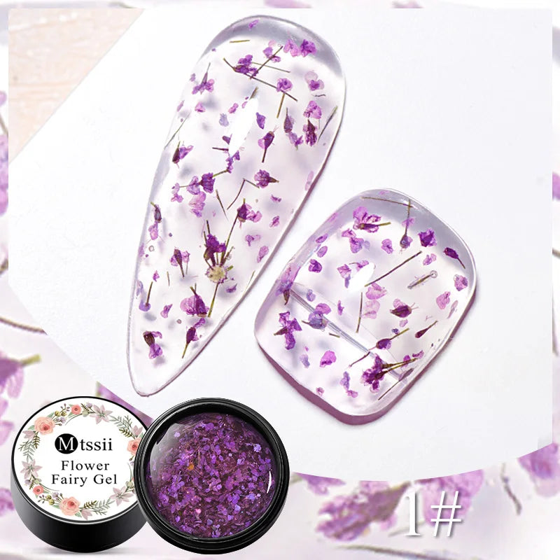 5ml Mtssii Dried Flower Gel Nail Polish Natural Flower Fairy Series Semi Permanent Soak Off UV Nail Art Varnish Manicure Design