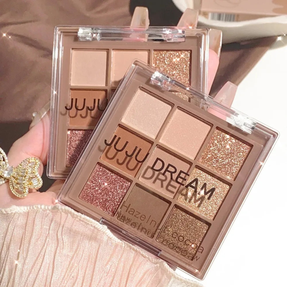 Matte Shimmer Eyeshadow Palette 9 Colors Waterproof Long Lasting Natural Nude Makeup Cocoa Brown Korean Style